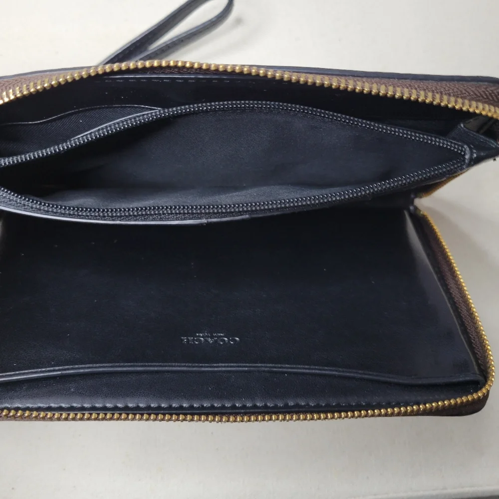 Coach Signature Brown Large Phone Wallet In Signature Canvas - Picture 13 of 15